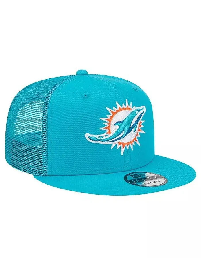Мужская кепка Snapback Aqua Miami Dolphins Main Trucker 9FIFTY New Era — изображение 4 из 4, голубой