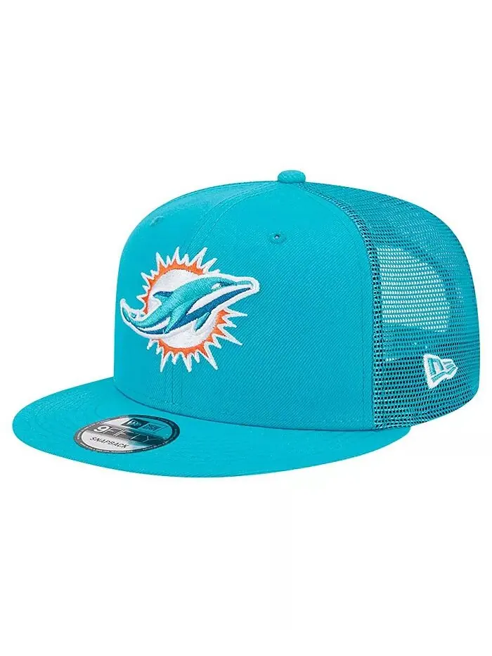 Мужская бейсболка Aqua Miami Dolphins Main Trucker 9FIFTY Snapback New Era