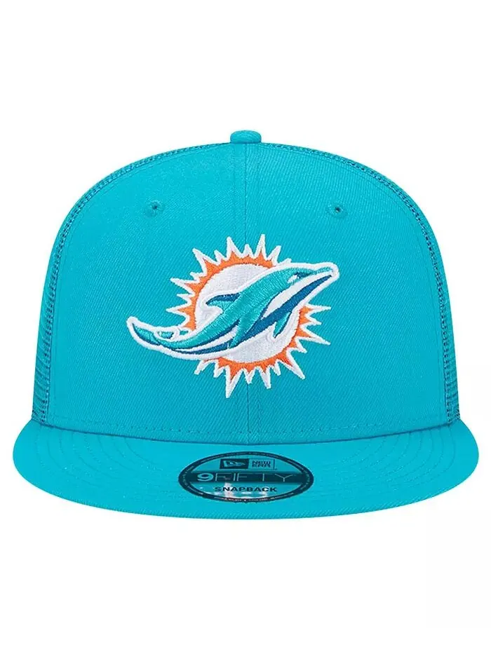 Мужская бейсболка Aqua Miami Dolphins Main Trucker 9FIFTY Snapback New Era — изображение 3 из 4