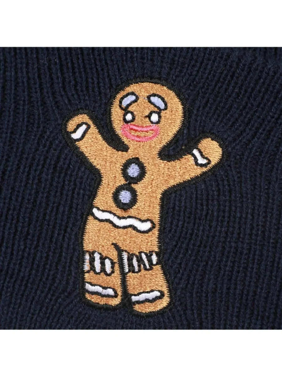 Мужская вязаная акриловая шапка-бини с вышивкой Gingy, стандартный манжет Shrek — изображение 4 из 6, синий