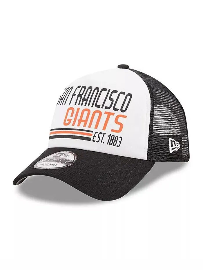 Мужская белая, черная регулируемая кепка San Francisco Giants Stacked A-Frame Trucker 9FORTY New Era — изображение 1 из 4