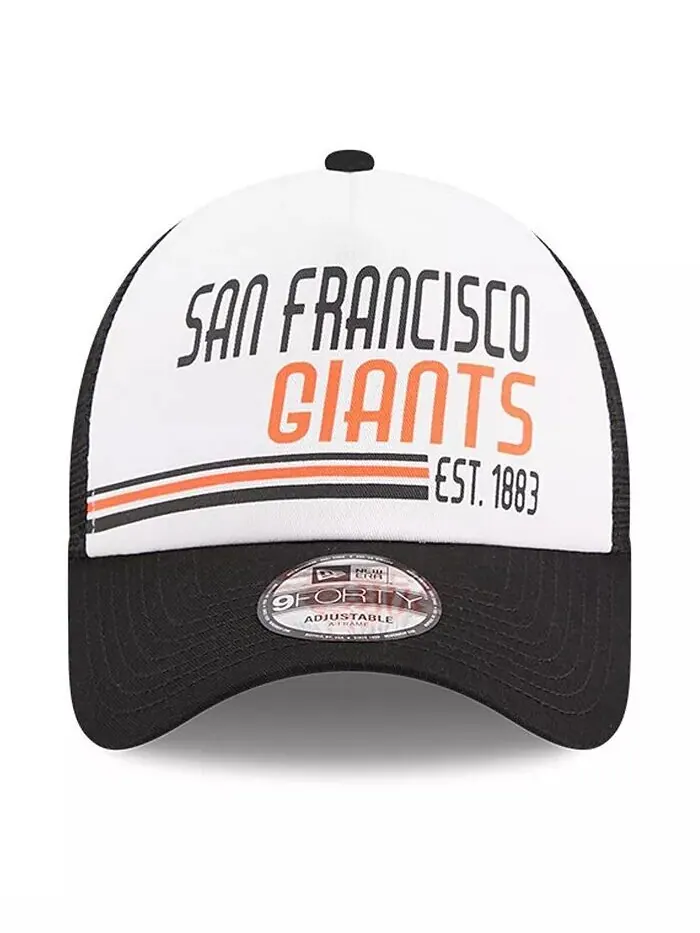 Мужская белая, черная регулируемая кепка San Francisco Giants Stacked A-Frame Trucker 9FORTY New Era — изображение 2 из 4