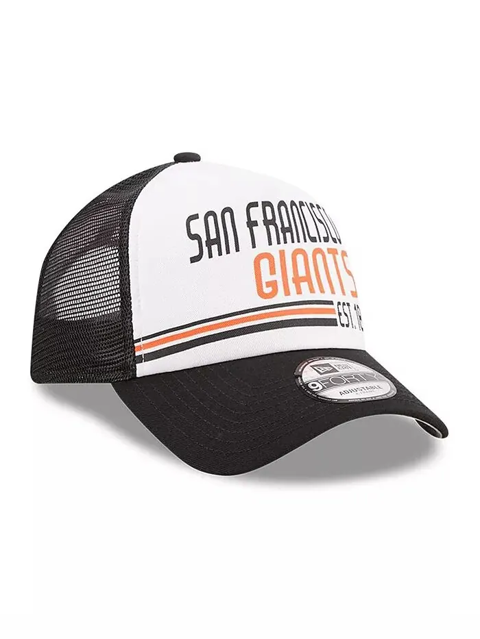 Мужская белая, черная San Francisco Giants Stacked A-Frame Trucker 9FORTY Регулируемая кепка New Era — изображение 4 из 4