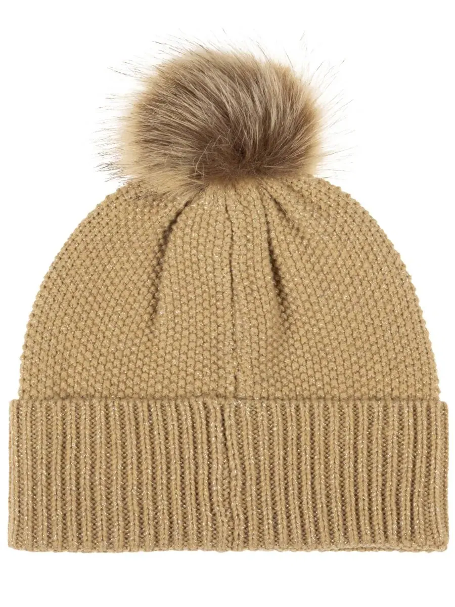 Шапка-бини с кабельным узором и вышивкой Metallic Direct Embroidery Cable Pom Beanie Lauren Ralph — изображение 2 из 4