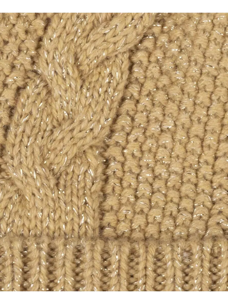 Шапка-бини с кабельным узором и вышивкой Metallic Direct Embroidery Cable Pom Beanie Lauren Ralph — изображение 3 из 4