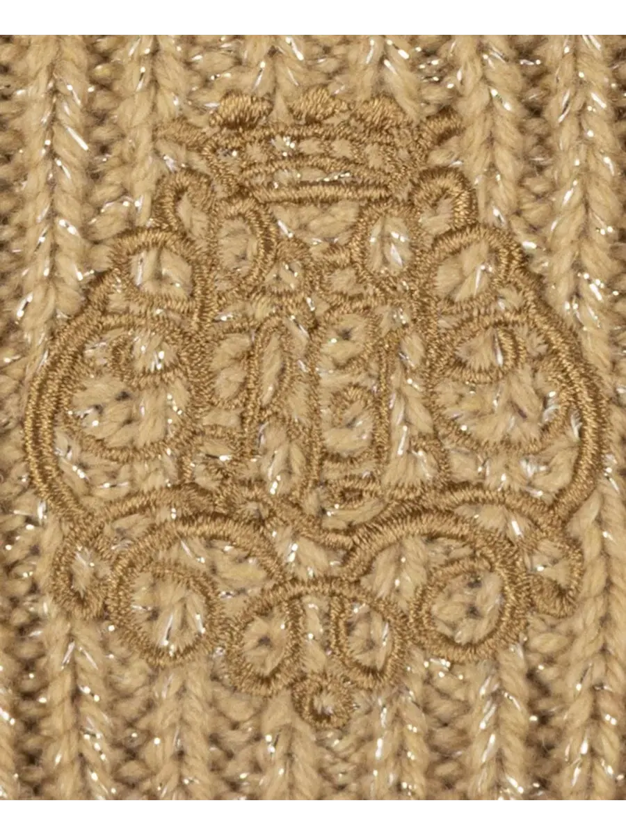 Шапка-бини с кабельным узором и вышивкой Metallic Direct Embroidery Cable Pom Beanie Lauren Ralph — изображение 4 из 4