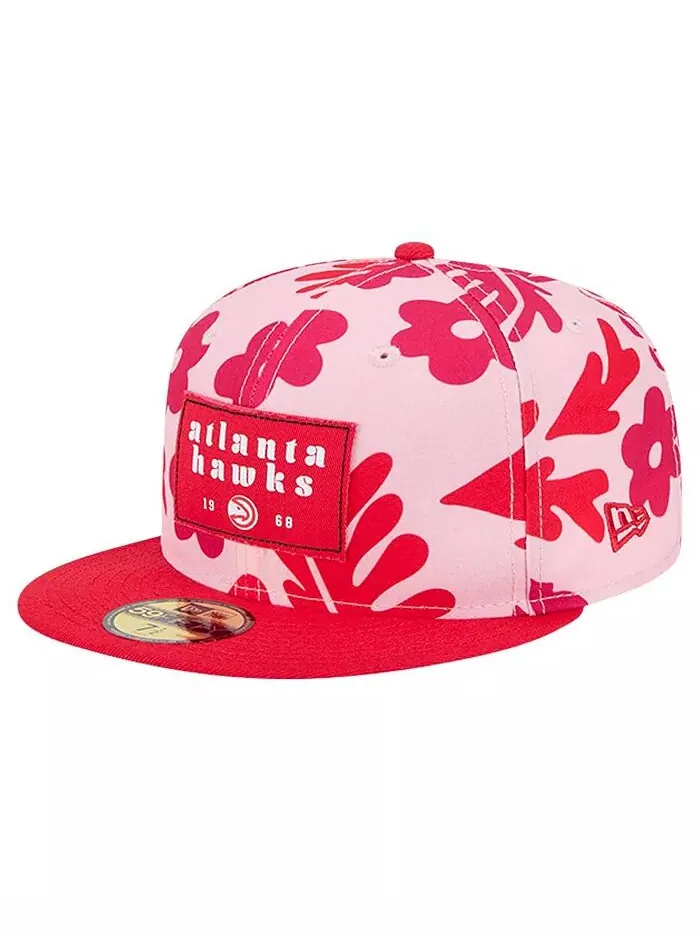 Мужская красная шляпа Atlanta Hawks Palm Fronds 2-Tone 59FIFTY Fitted Hat New Era