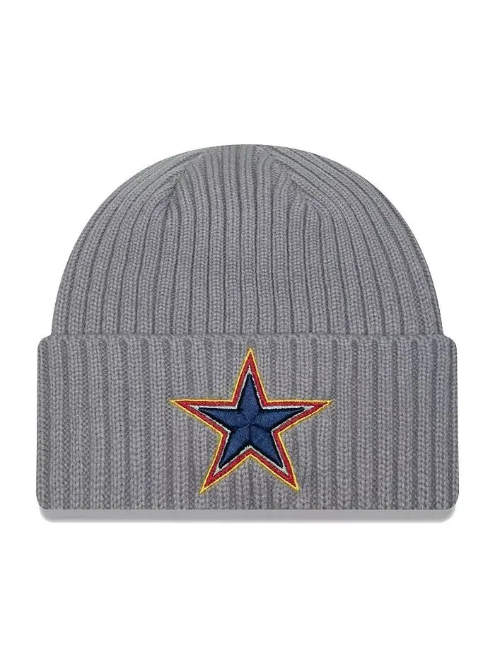 Мужская серая вязаная шапка Dallas Cowboys Color Pack с несколькими манжетами New Era