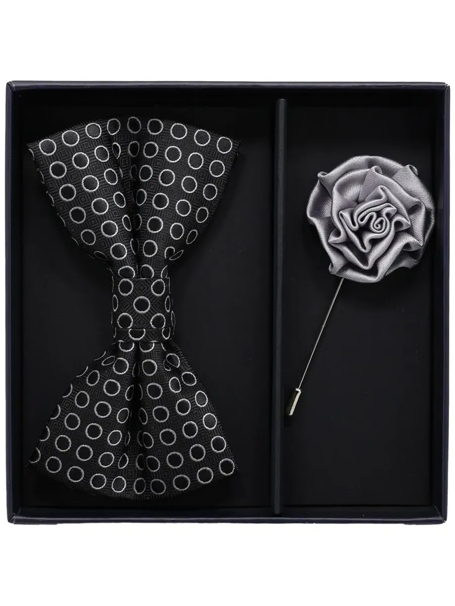 Комплект из галстука-бабочки и булавки на лацкан, модель 2-Piece Bow Tie and Lapel Pin Box Set Ben