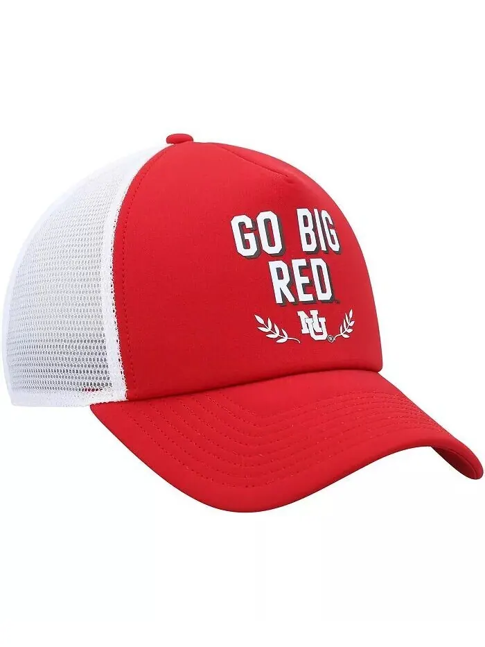 Мужская регулируемая шляпа Scarlet Nebraska Huskers Phrase Foam Front Trucker Adidas — изображение 2 из 4, алый