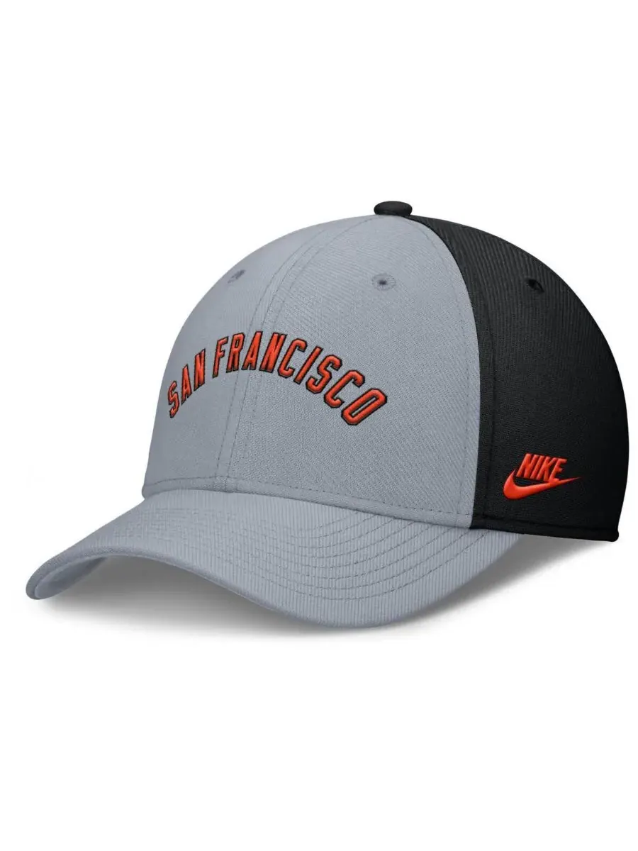 Nike Мужская серо-черная бейсболка San Francisco Giants Rise Swoosh Performance Flex
