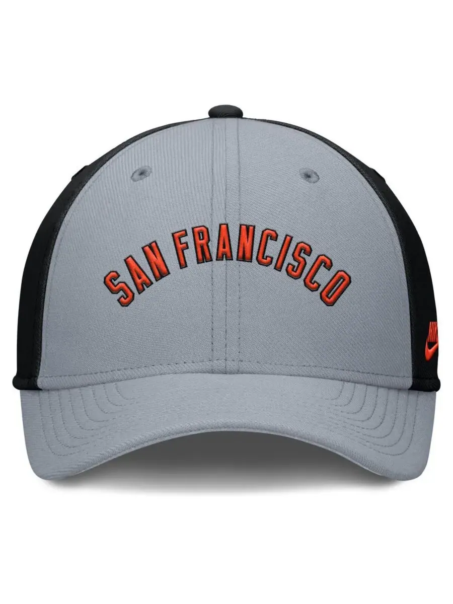 Nike Мужская серо-черная бейсболка San Francisco Giants Rise Swoosh Performance Flex — изображение 4 из 4, серый черный