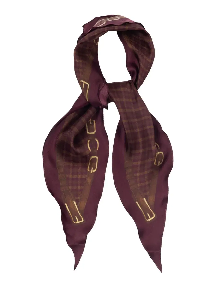 Шелковый шарф с поясом и клетчатым принтом Small Diamond Scarf Lauren Ralph Lauren — изображение 2 из 4, красный