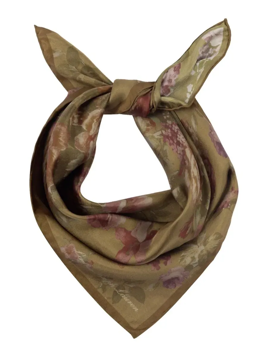 Шелковый платок с флористическим принтом, 53 x 53 см, Floral Small Square Scarf Lauren Ralph — изображение 2 из 4