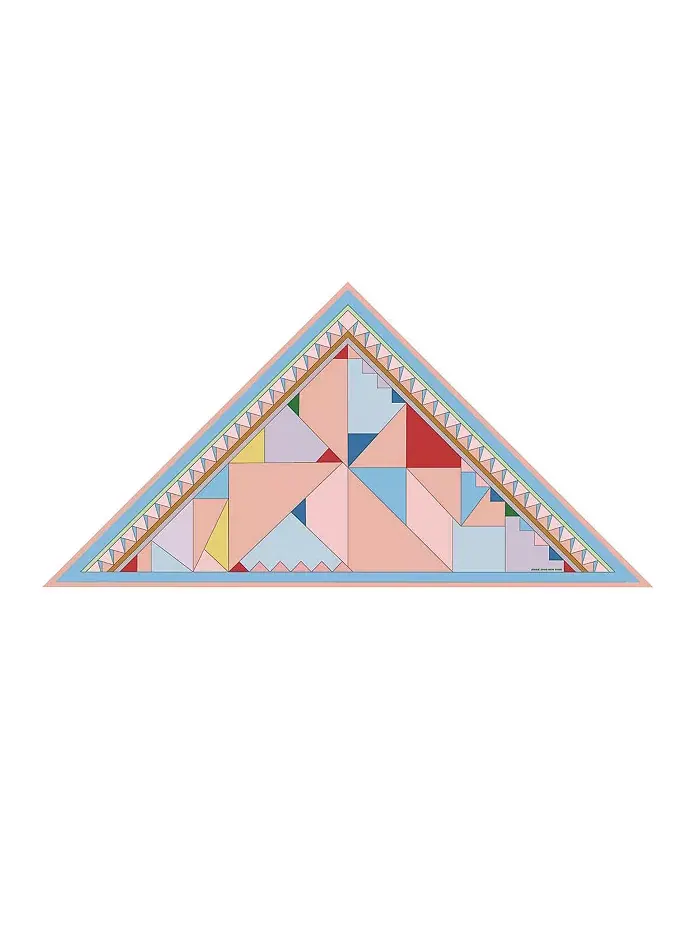 Двусторонний шерстяной шелковый треугольный шарф Color Recombination Jessie Zhao New York — изображение 2 из 7, синий/розовый