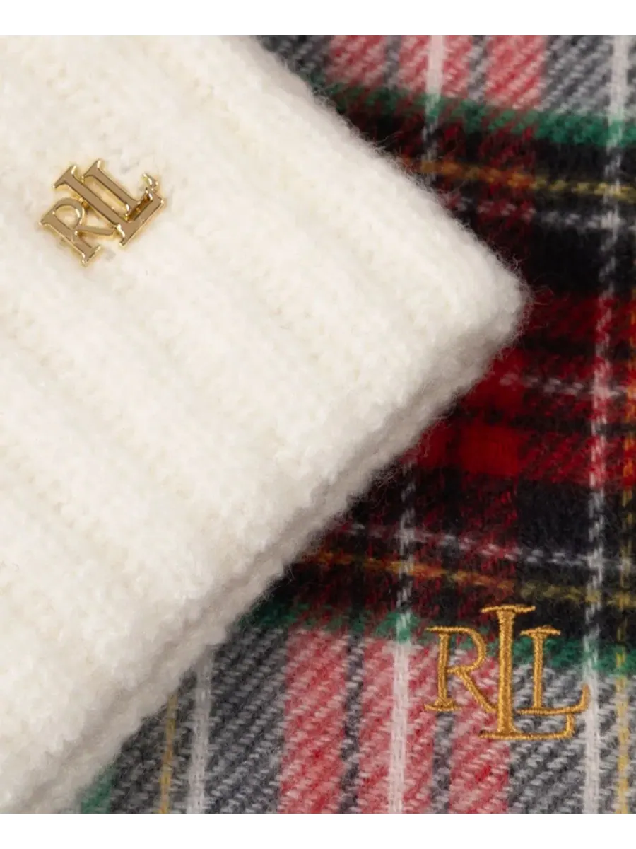 Комплект из вязаной шапки и шарфа с монограммой Lauren Ralph Lauren — изображение 4 из 4, кремовый