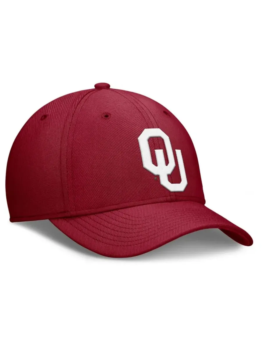Кепка с вышивкой Oklahoma Sooners Rise Swoosh Dri-FIT Flex Jordan — изображение 3 из 4, красный