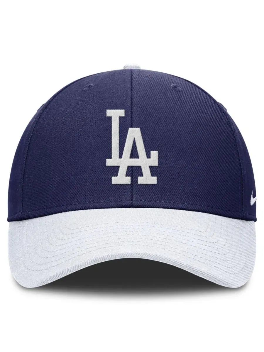 Бейсболка Dri-FIT Club с регулируемым ремешком, модель Los Angeles Dodgers Nike — изображение 2 из 4, темно-синий белый