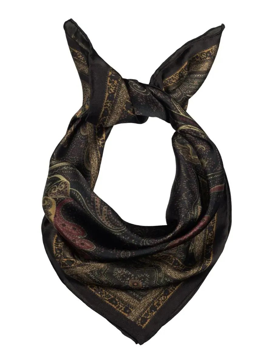 Шелковый платок с принтом пейсли Paisley Small Square Scarf Lauren Ralph Lauren — изображение 2 из 4, черный