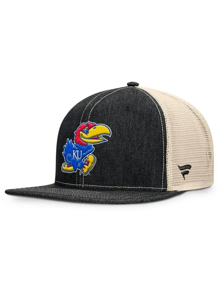 Fanatics Мужская кепка-тракер Kansas Jayhawks Legend Trucker Snapback, черная/натуральная
