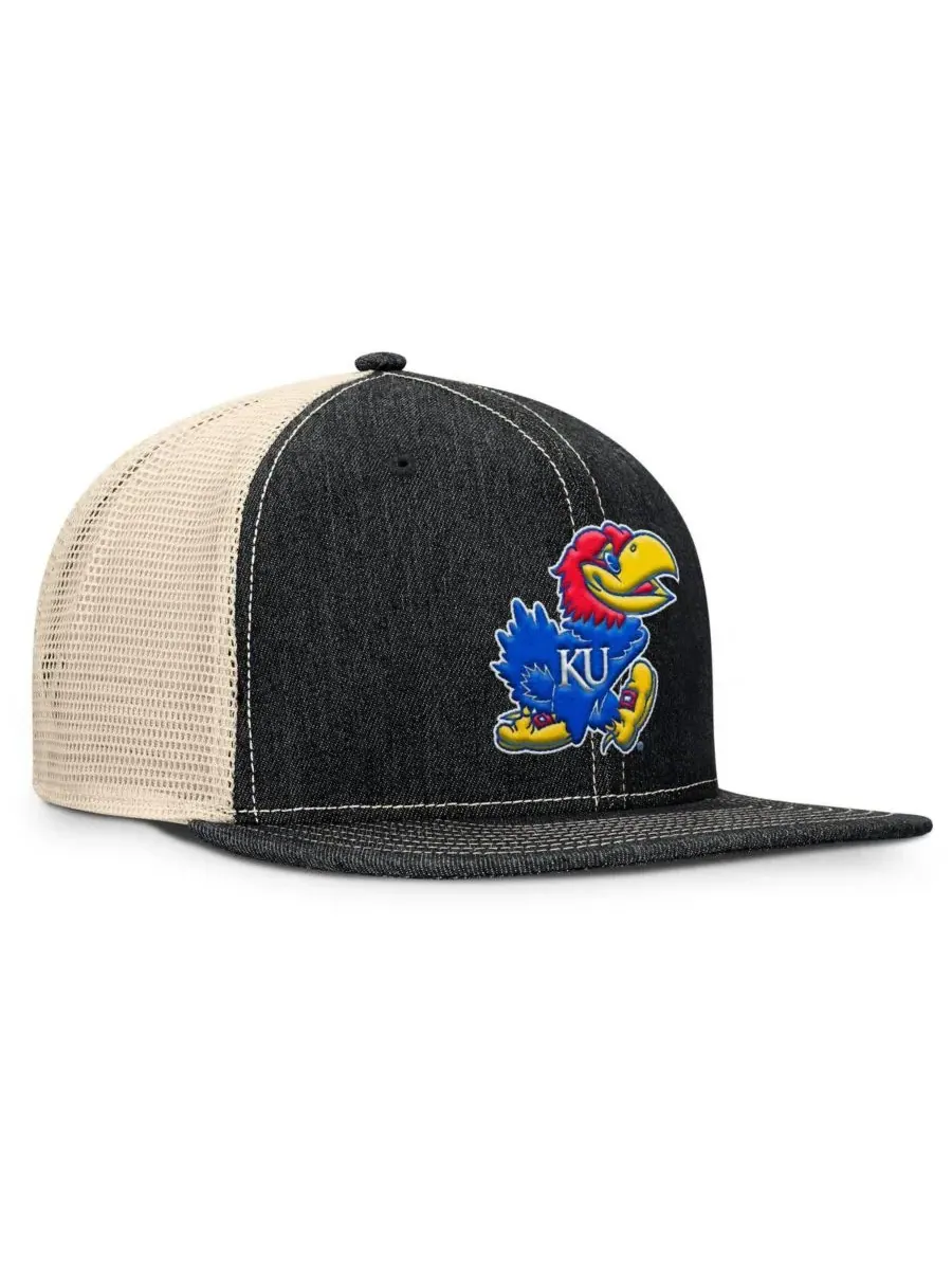 Fanatics Мужская кепка-тракер Kansas Jayhawks Legend Trucker Snapback, черная/натуральная — изображение 2 из 4