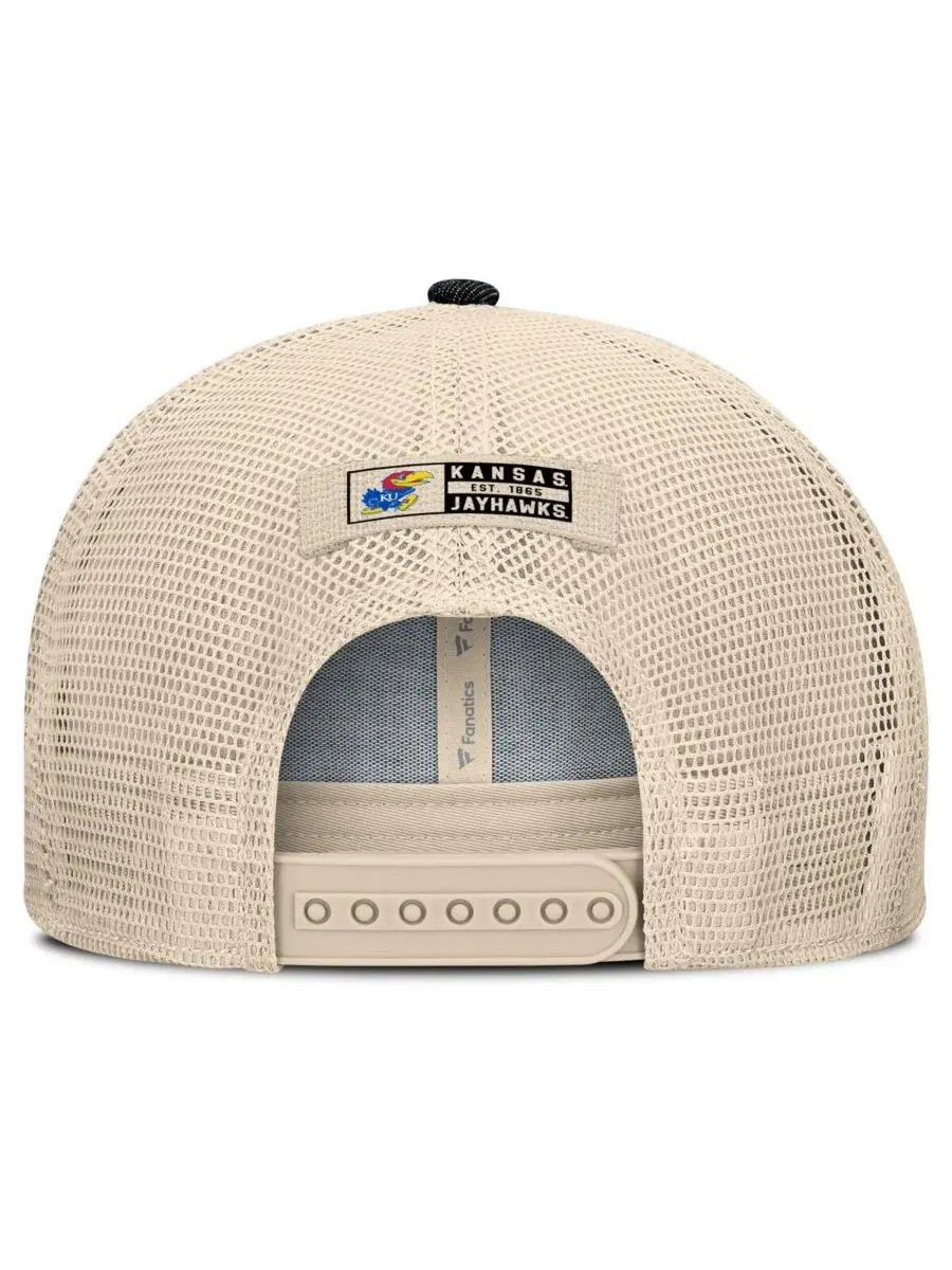 Fanatics Мужская кепка-тракер Kansas Jayhawks Legend Trucker Snapback, черная/натуральная — изображение 4 из 4