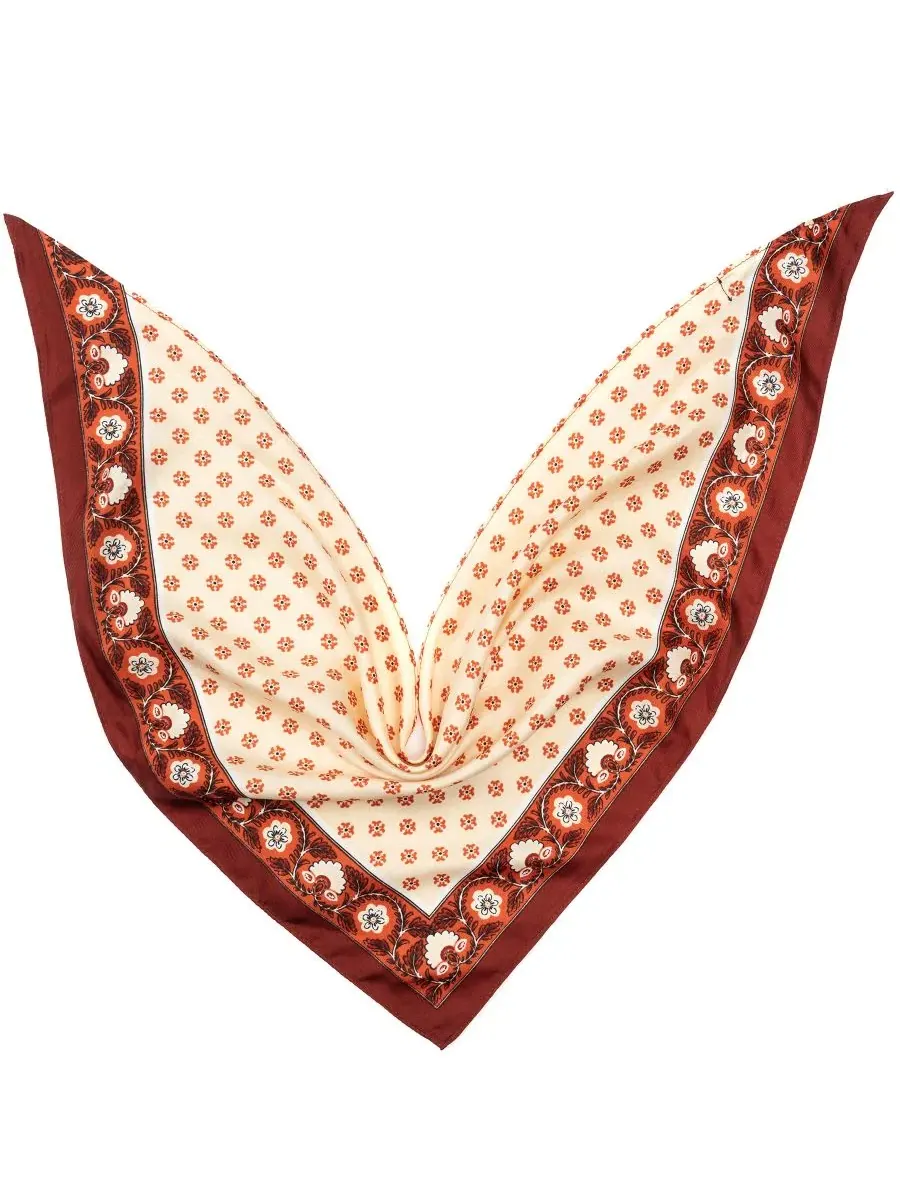 Шарф-косынка с принтом Block Printed Triangle Scarf BCBG — изображение 2 из 4, бежевый