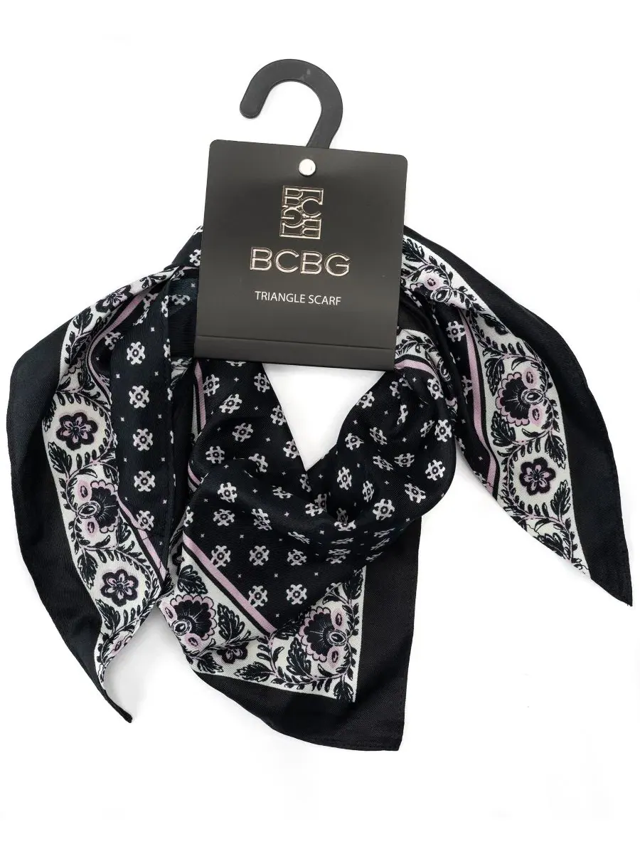 Треугольный шарф с принтом Block Printed BCBG — изображение 4 из 4, черный