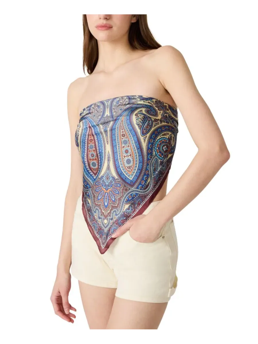 Шарф с принтом пейсли Vintage-Inspired Paisley Printed Square Scarf Steve Madden — изображение 3 из 4, синий мульти