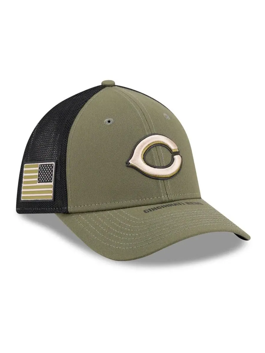 Кепка с вышивкой и флагом США, Cincinnati Reds 2026 Armed Forces Day 39THIRTY M-Crown Flex Hat New