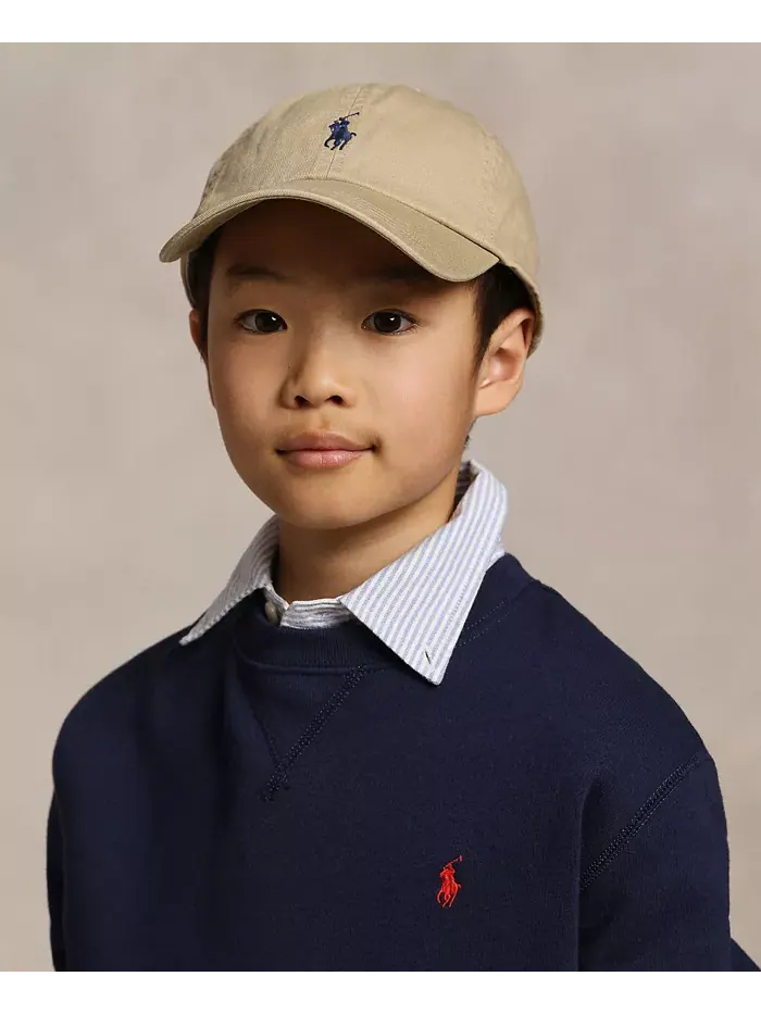 Бейсболка из хлопкового чино для мальчиков старшего возраста Polo Ralph Lauren — изображение 3 из 3, черный/красный