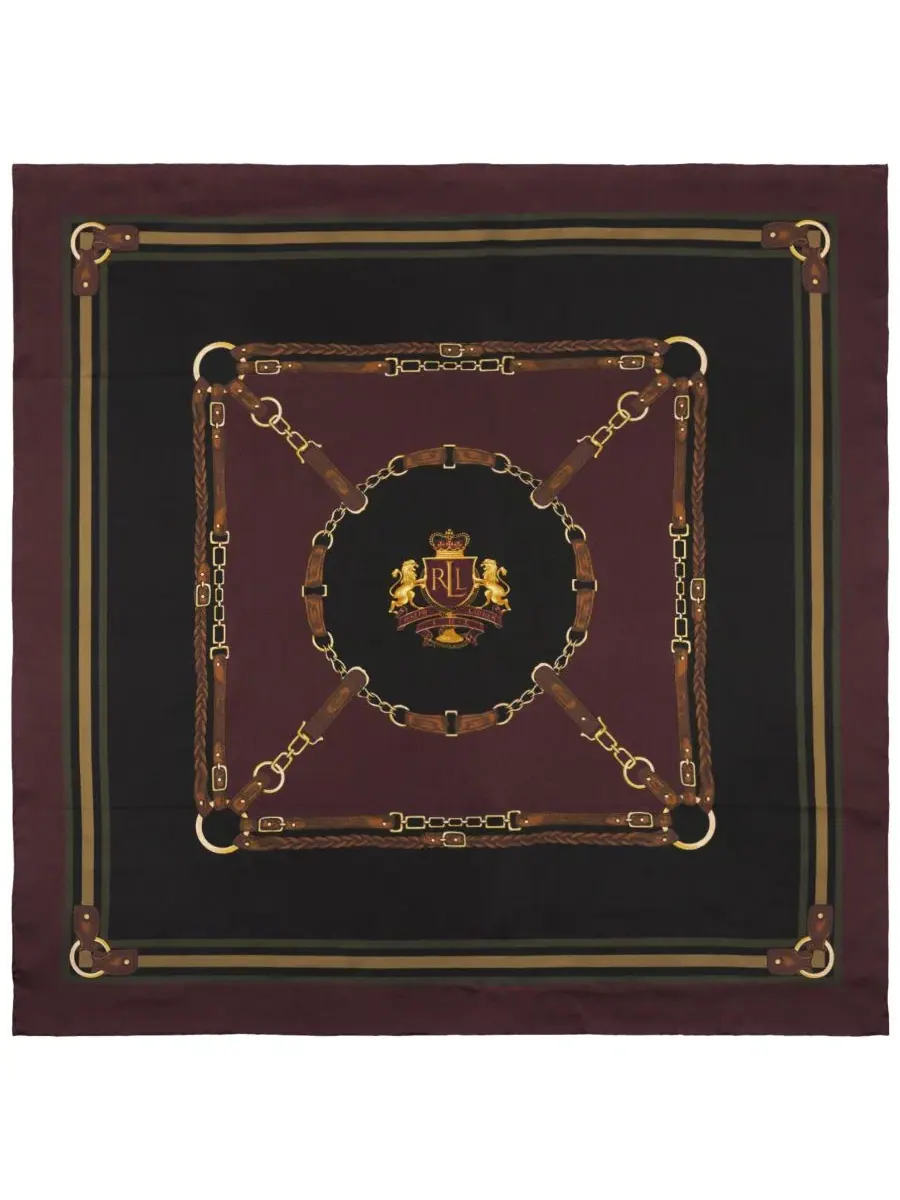 Шелковый шарф с принтом Belting Logo Crest Square Scarf Lauren Ralph Lauren