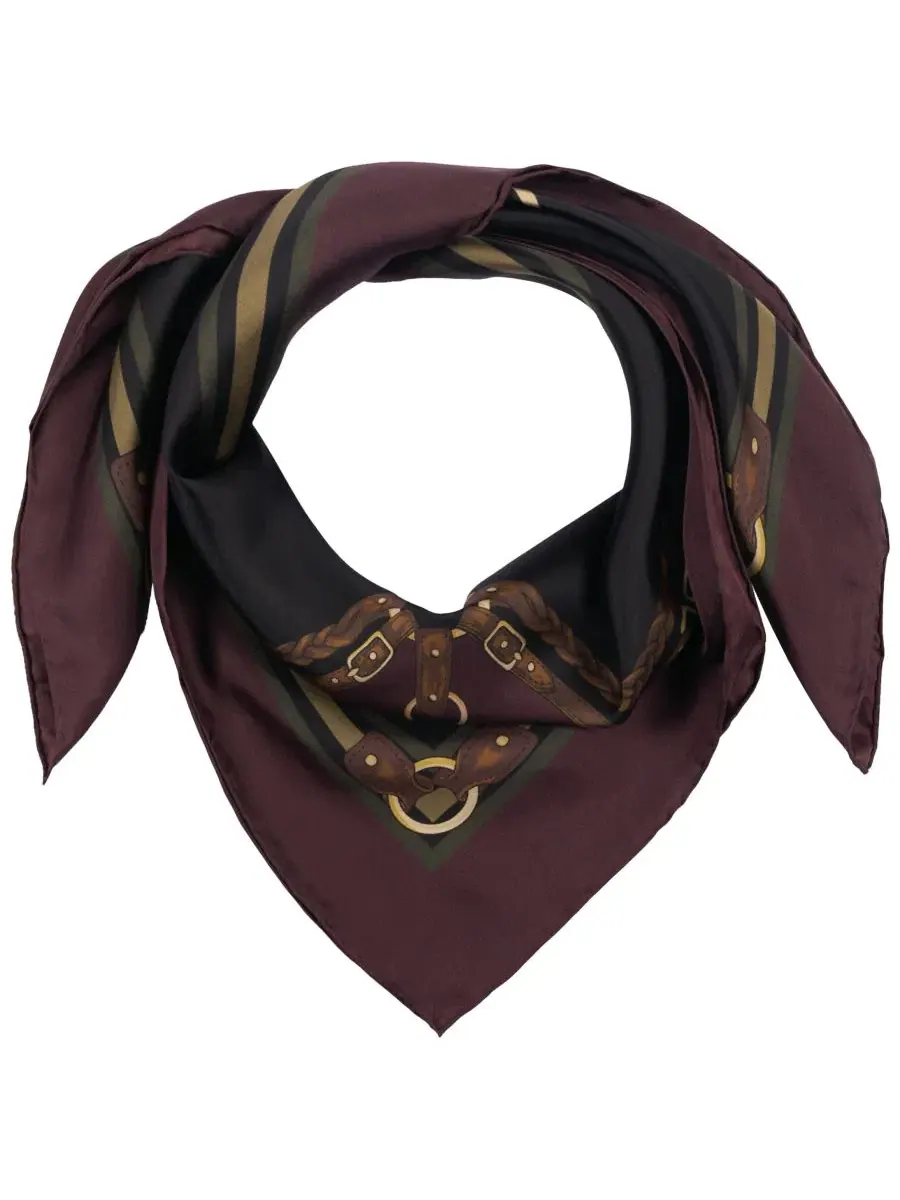 Шелковый шарф с принтом Belting Logo Crest Square Scarf Lauren Ralph Lauren — изображение 2 из 4, бордовый