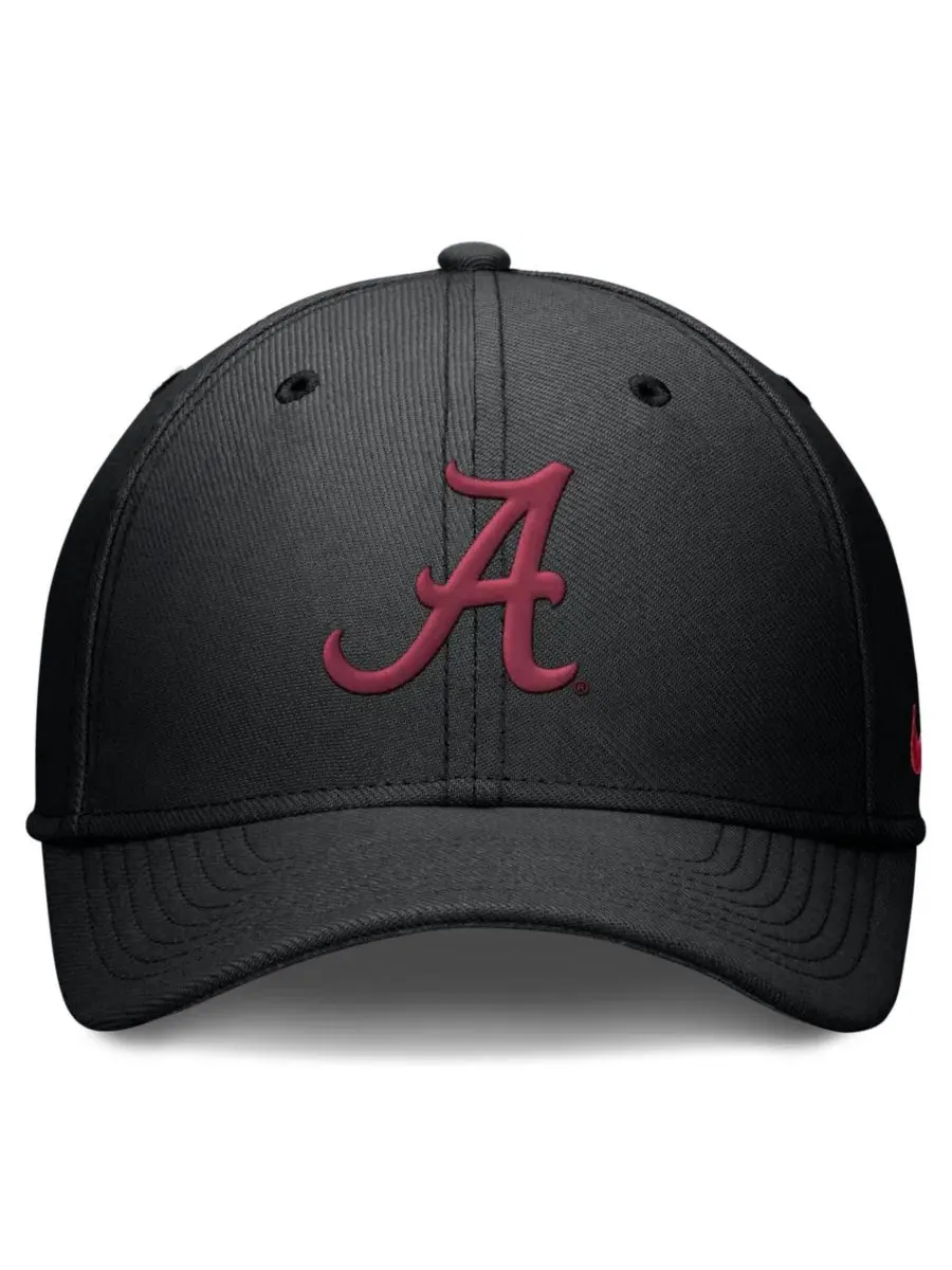 Кепка-бейсболка с вышивкой Alabama Crimson Tide Rise Swoosh Dri-FIT Flex Nike — изображение 2 из 4, черный