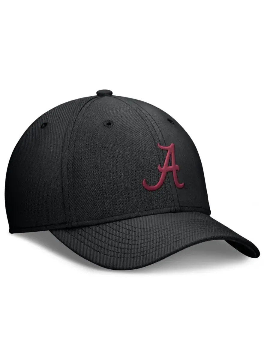 Кепка-бейсболка с вышивкой Alabama Crimson Tide Rise Swoosh Dri-FIT Flex Nike — изображение 3 из 4, черный