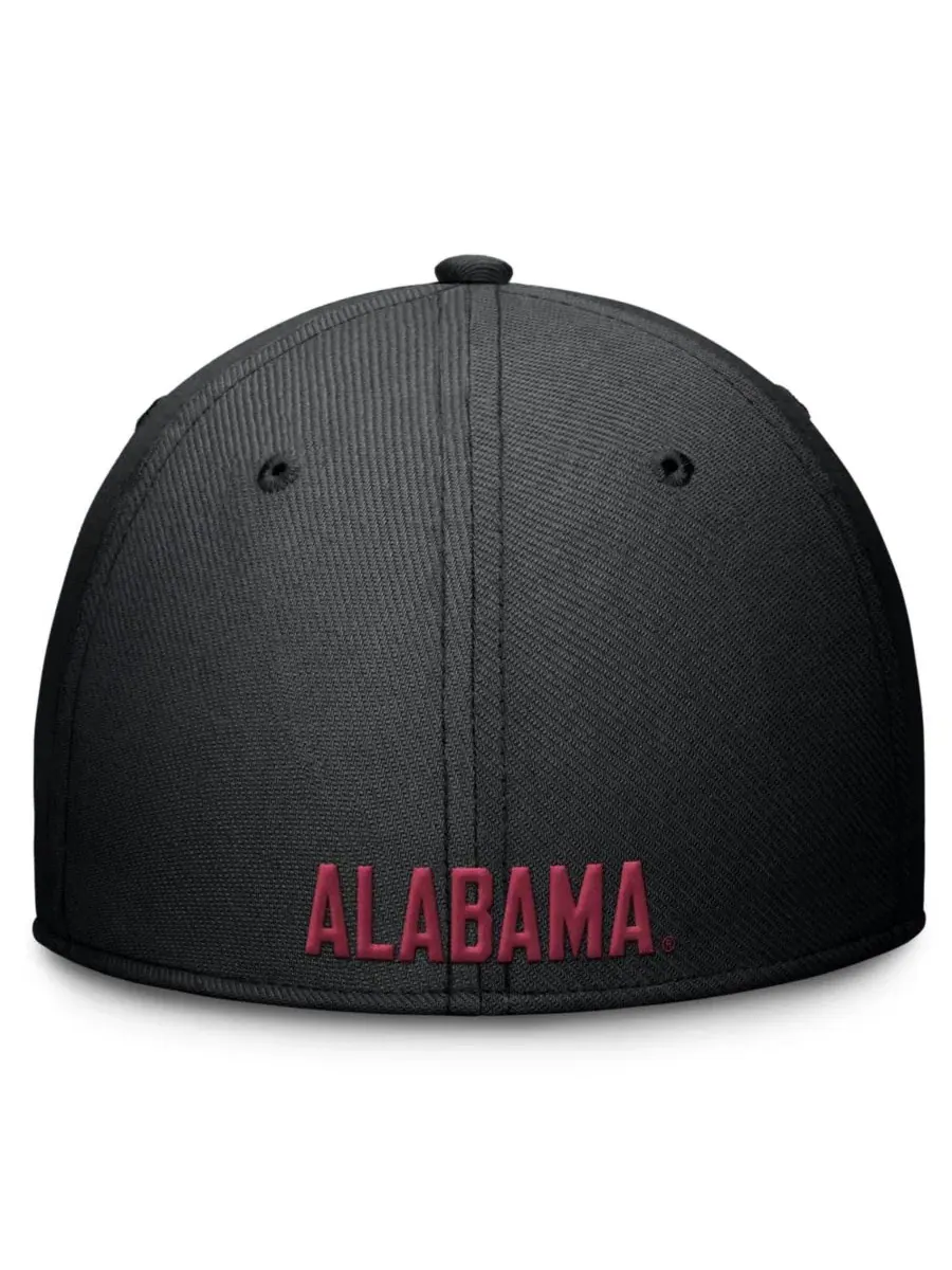 Кепка-бейсболка с вышивкой Alabama Crimson Tide Rise Swoosh Dri-FIT Flex Nike — изображение 4 из 4, черный