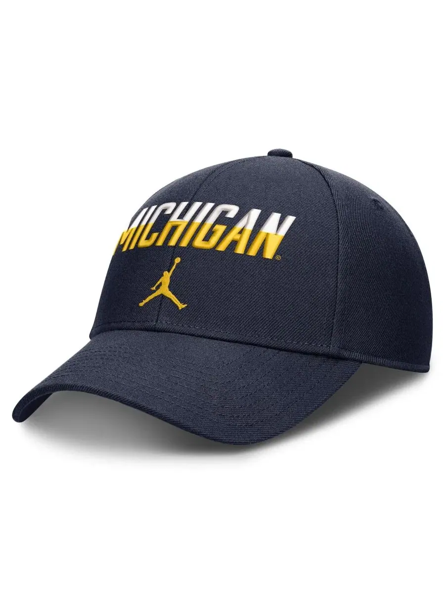 Кепка с вышивкой Michigan Wolverines Jordan — изображение 3 из 4, темно-синий