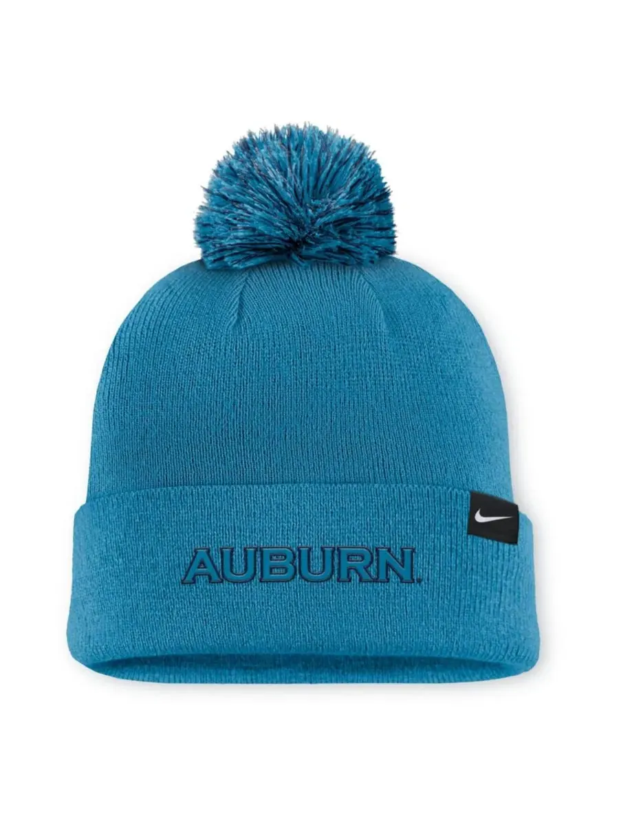 Шапка вязаная с отворотом и помпоном Primetime Peak Campus Cuffed Knit Hat Nike — изображение 2 из 2, бирюзовый
