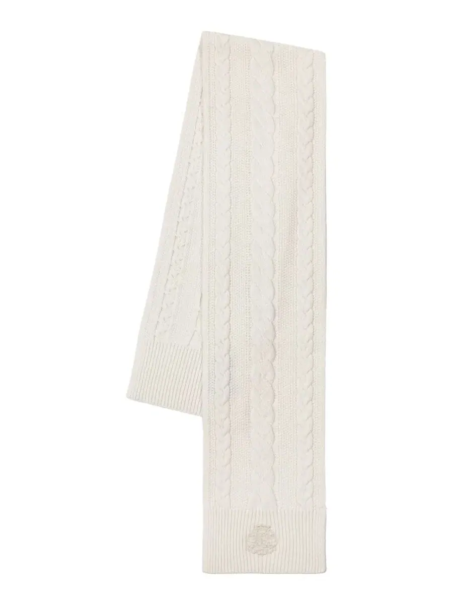 Шарф с косами и вышивкой, модель Direct Embroidery Cable Scarf Lauren Ralph Lauren — изображение 2 из 4, бежевый