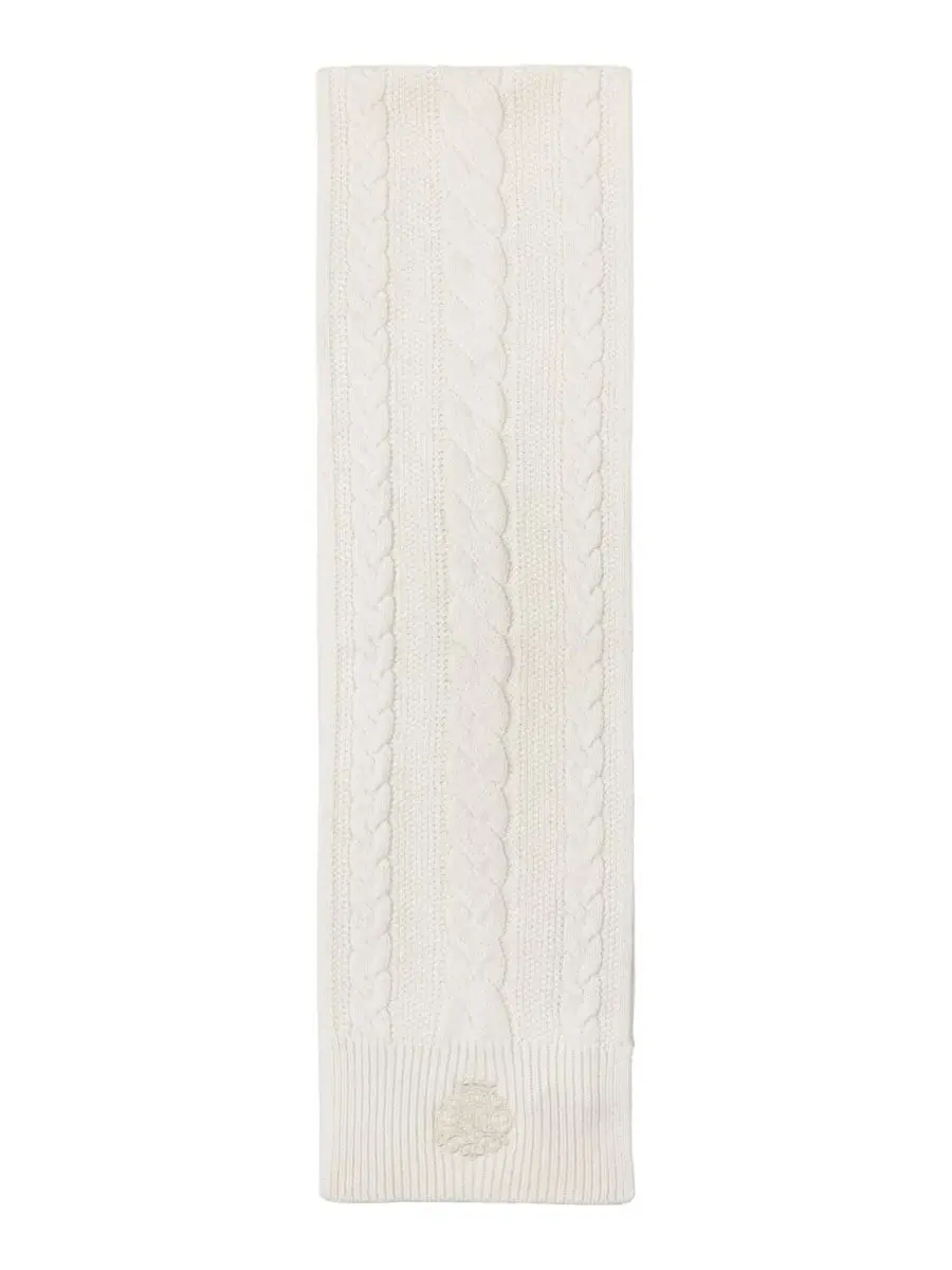 Шарф с косами и вышивкой, модель Direct Embroidery Cable Scarf Lauren Ralph Lauren — изображение 3 из 4, бежевый
