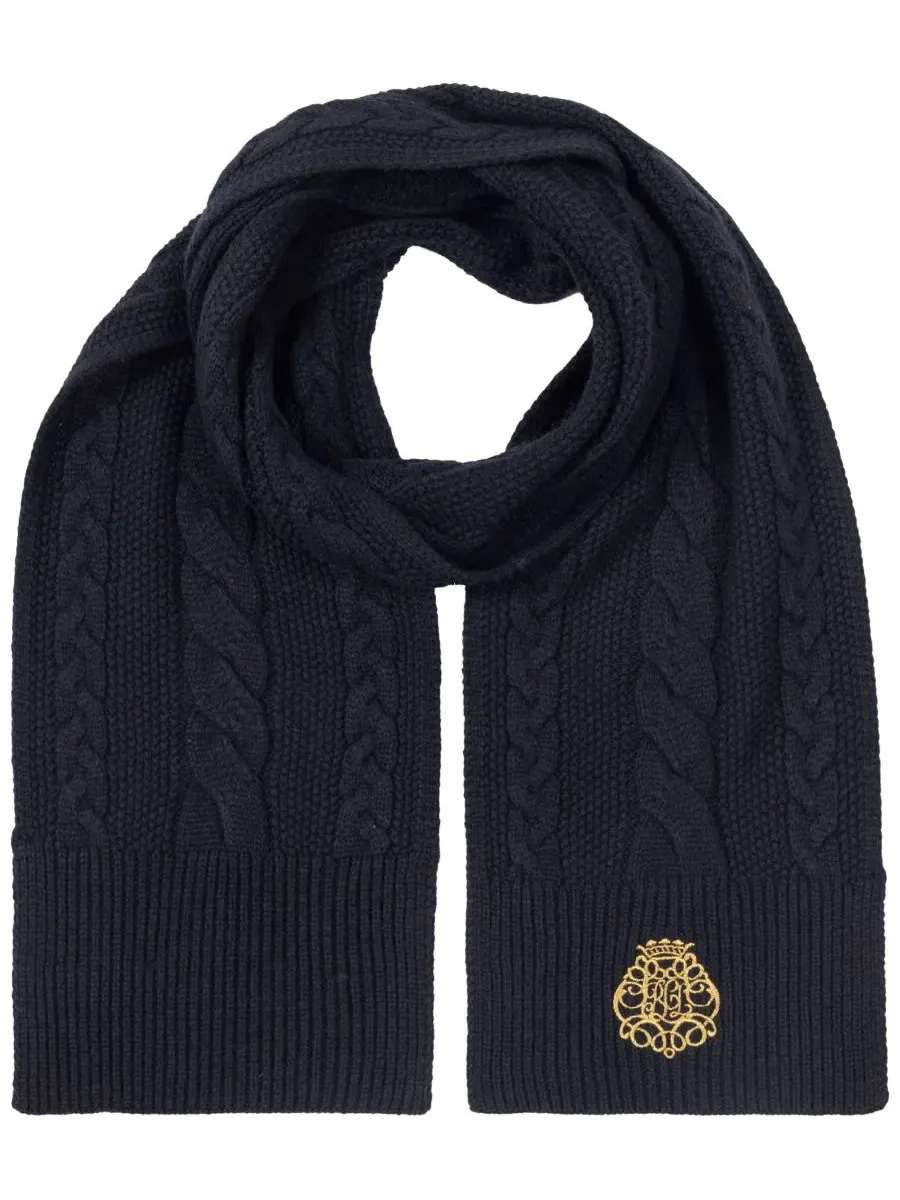 Шарф с прямым вышитым логотипом, модель Direct Embroidery Cable Scarf Lauren Ralph Lauren — изображение 1 из 4, темно-синий