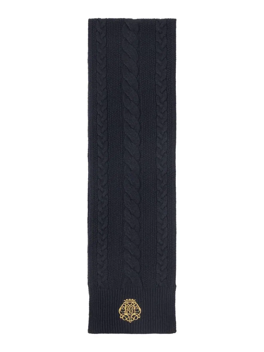 Шарф с прямым вышитым логотипом, модель Direct Embroidery Cable Scarf Lauren Ralph Lauren — изображение 3 из 4, темно-синий
