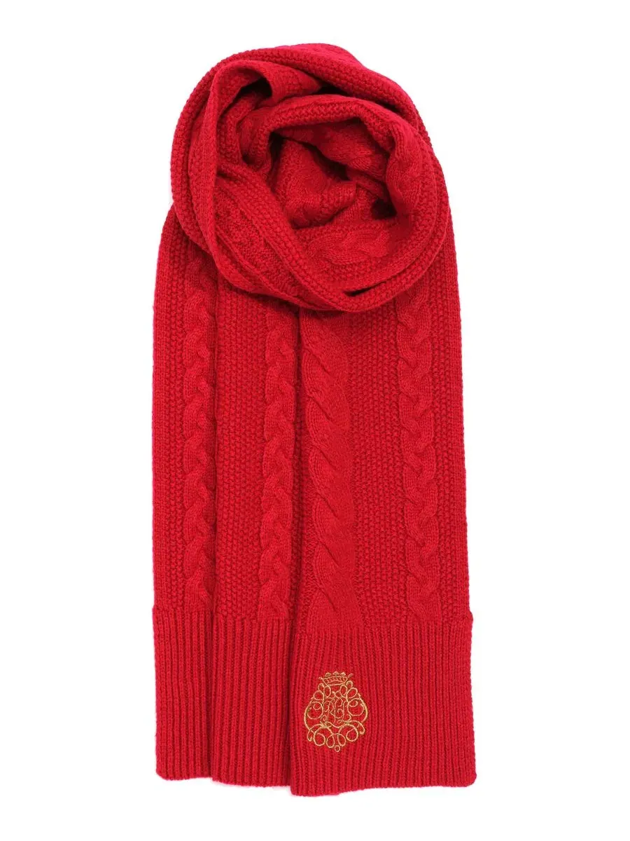 Шарф с кабельным узором и вышивкой Lauren Ralph Lauren
