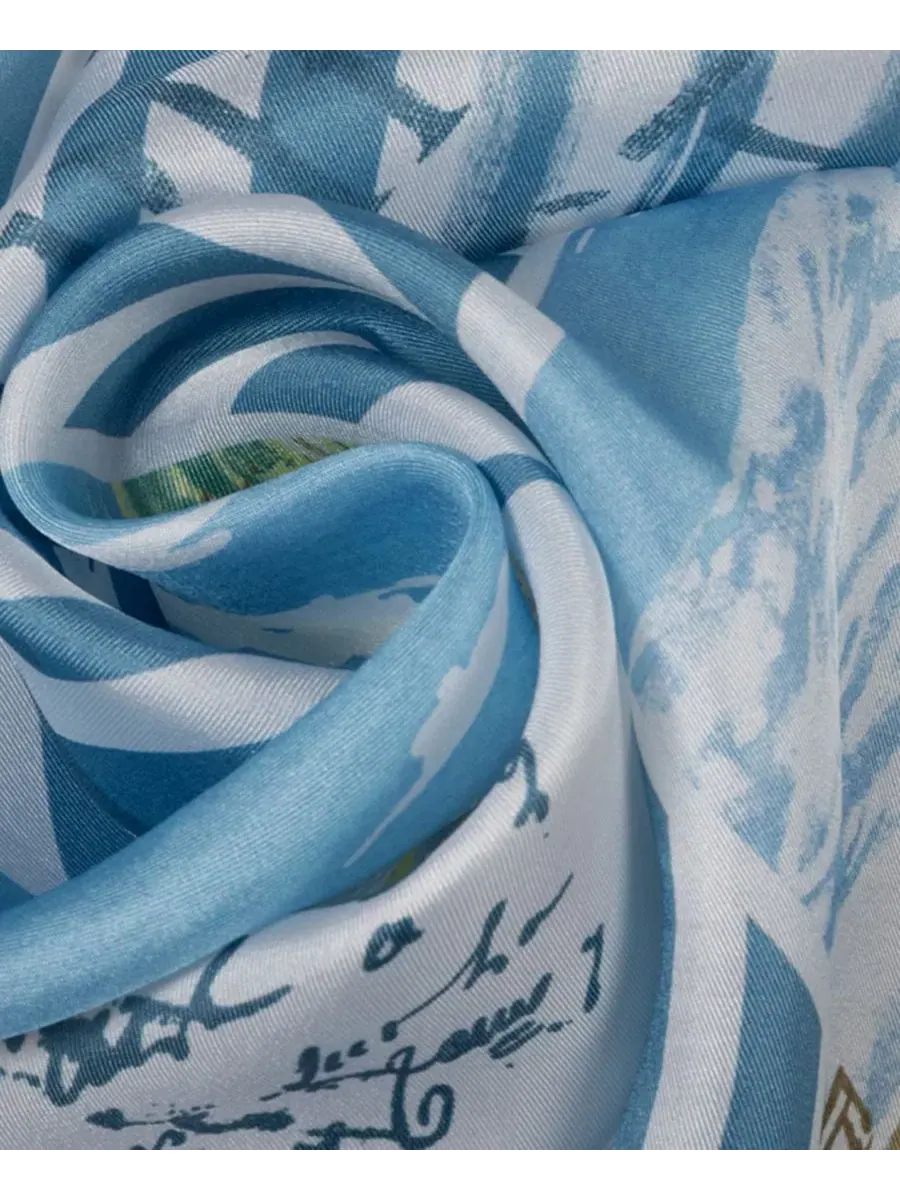 Шелковый платок Summer Postcard Conversational Scarf Lauren Ralph Lauren — изображение 3 из 3, синий