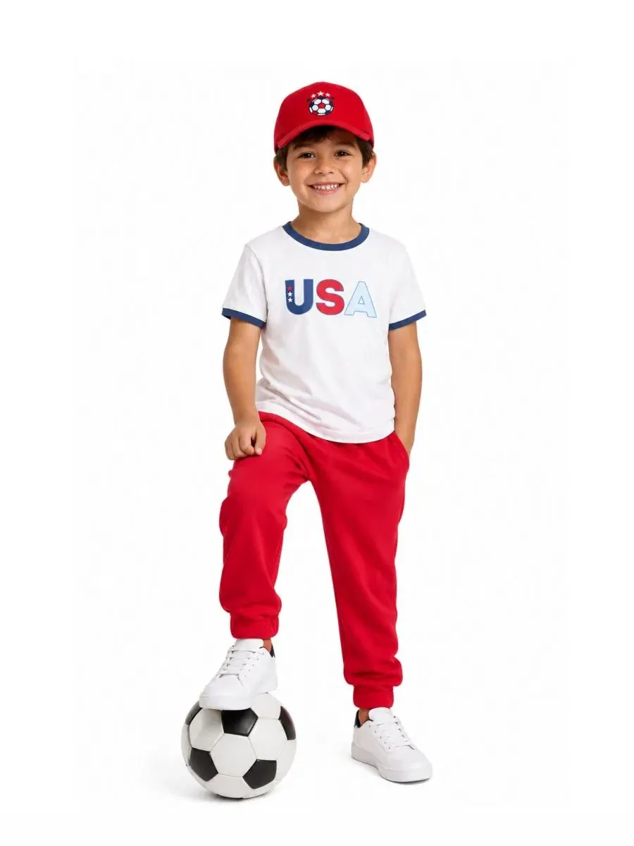 Бейсболка с вышивкой футбольного мяча USA Soccer Bits & Bows — изображение 2 из 4, красный