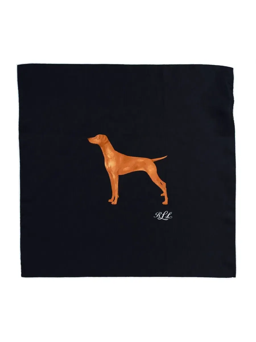 Шелковый платок с принтом Dog Conversational Small Square Lauren Ralph Lauren — изображение 1 из 3, темно-синий мульти