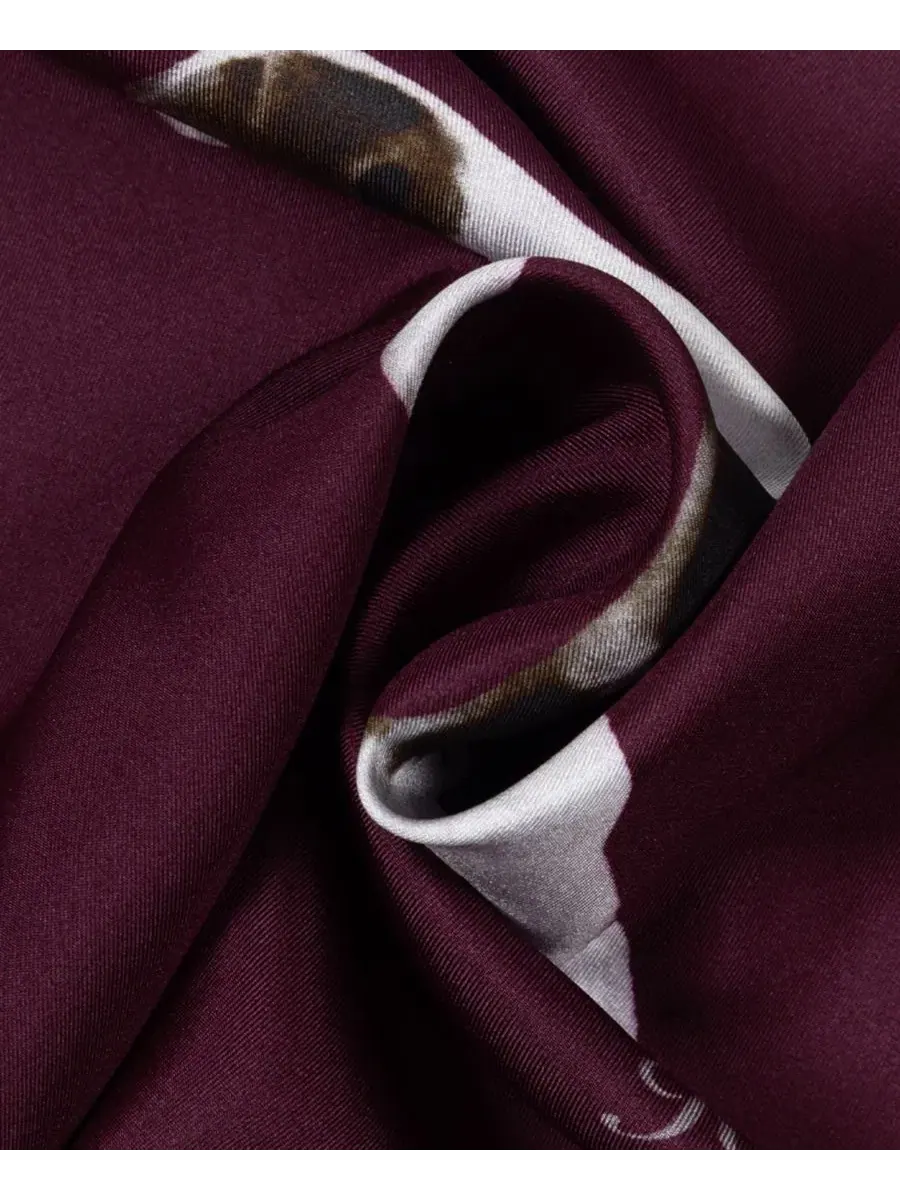Шелковый платок с принтом Dog Conversational Small Square Scarf Lauren Ralph Lauren — изображение 3 из 4, красный