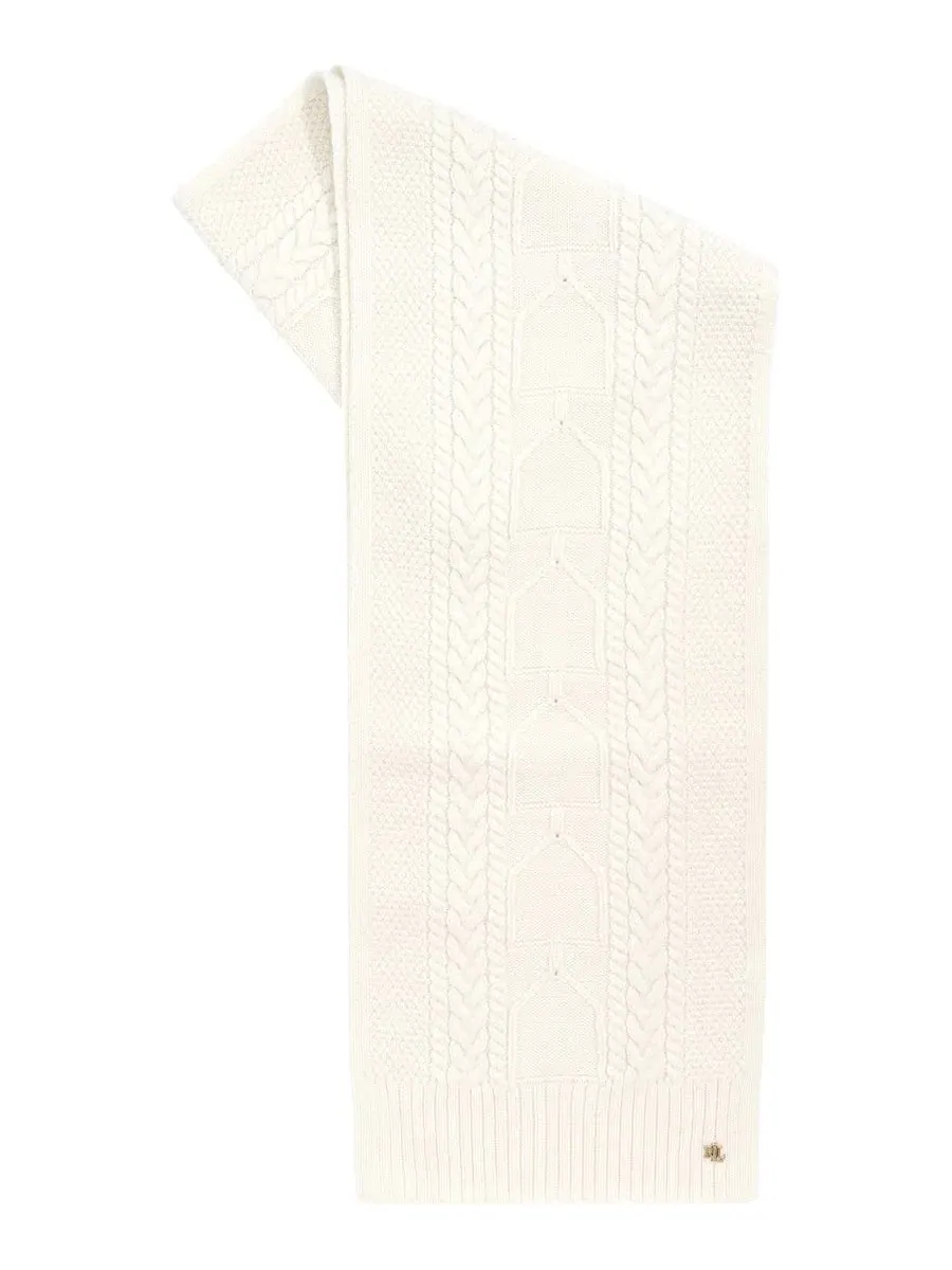 Шарф с кабельным узором Stirrup Cable Merino Lauren Ralph Lauren — изображение 2 из 3, бежевый