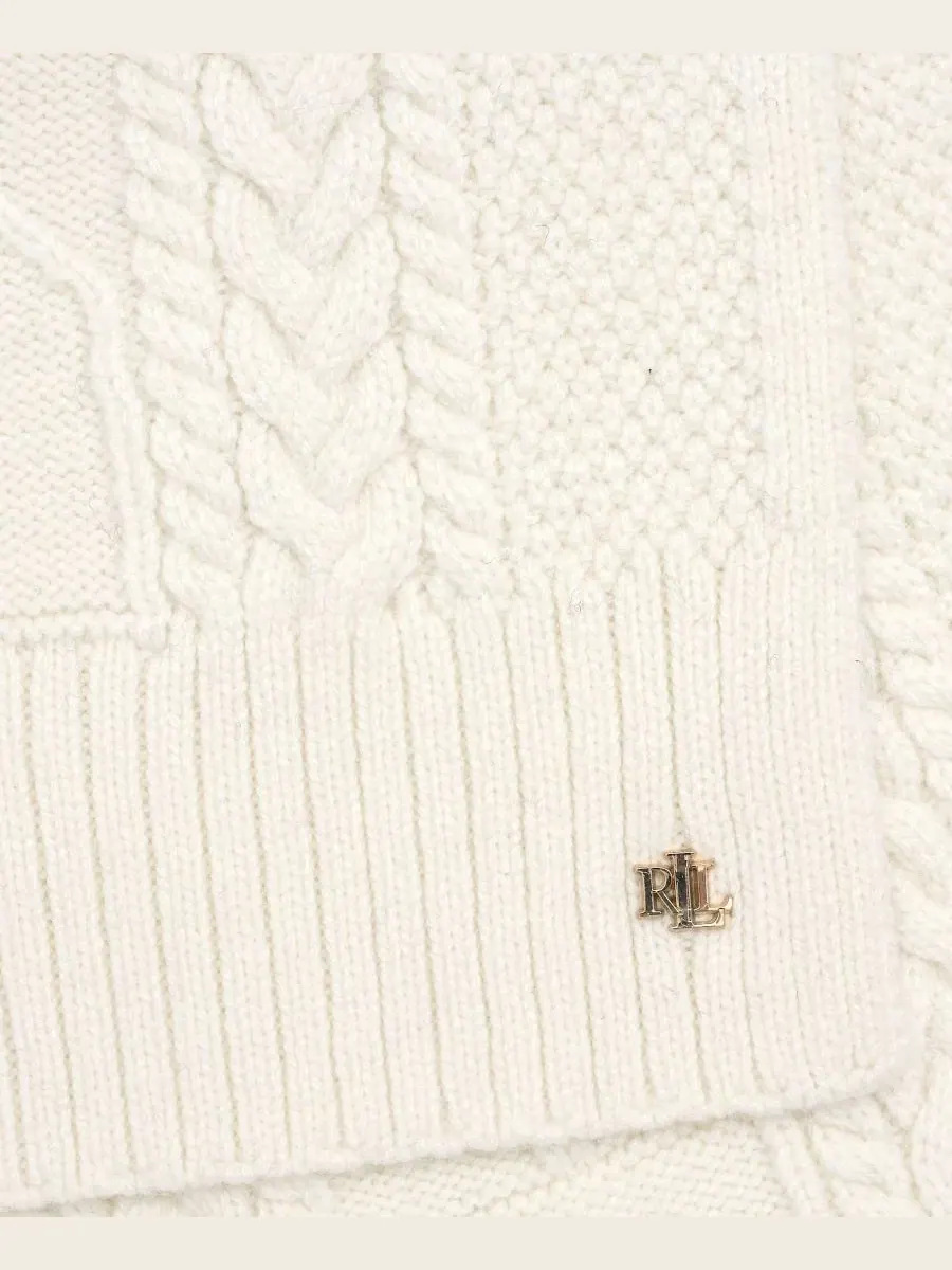 Шарф с кабельным узором Stirrup Cable Merino Lauren Ralph Lauren — изображение 3 из 3, бежевый