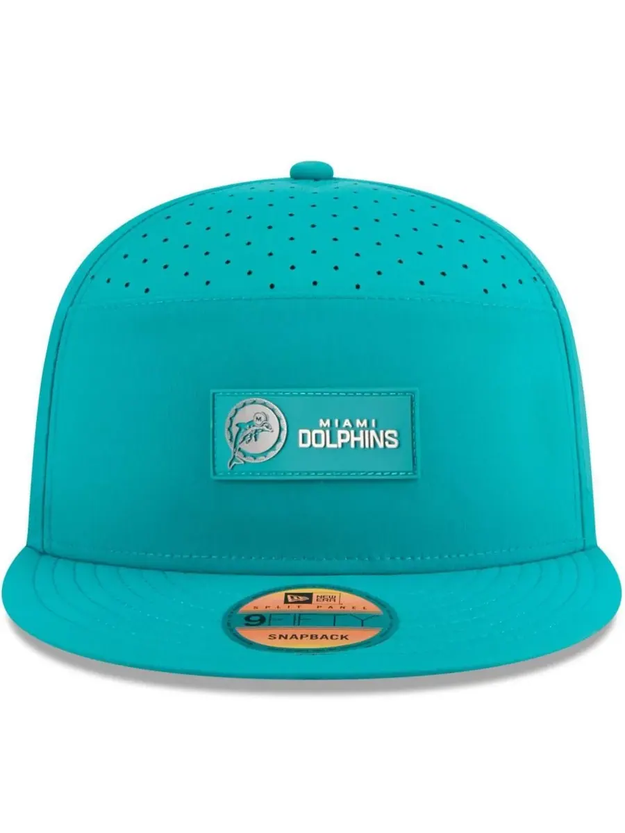 Мужская бейсболка Aqua Miami Dolphins 2025 Sideline Throwback Split Panel 9FIFTY Snapback New Era — изображение 5 из 5